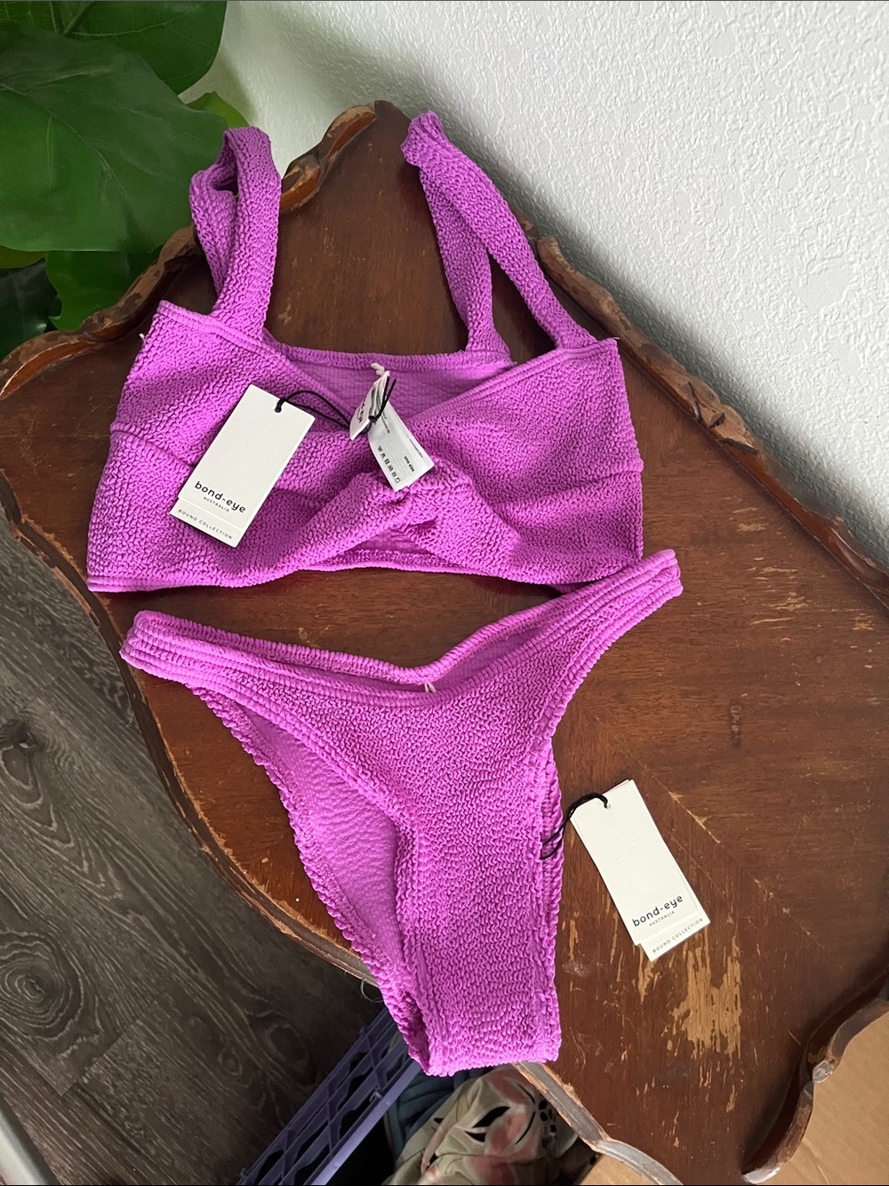 bond-eye Vibrant Purple Textured Bikini Set
